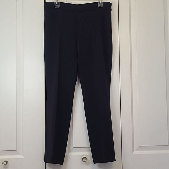 MaxMara Side Zip High Rise Straight Leg Trousers Pants Navy Blue Size 8 Career - Picture 1 of 9